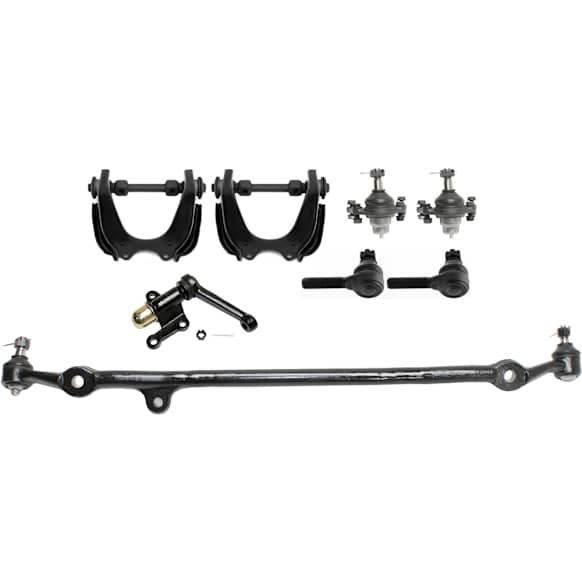 8-Piece Kit Front, Driver and Passenger Side, Upper Control Arm Kit, Includes (2) Ball Joint, (1) Center Link, (2) Control Arm, (1) Idler Arm, and (2) Tie Rod End