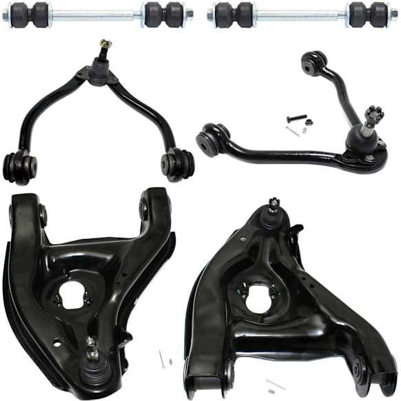 6-Piece Kit Front, Driver and Passenger Side, Upper and Lower Control Arm Kit, Includes (4) Control Arm and (2) Sway Bar Link