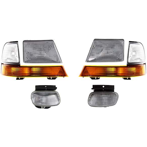 2000 Ford Ranger - 6-Piece Kit Front, Driver and Passenger Side Halogen Fog Light, With bulb(s), OE Replacement  Includes (2) Corner Light, (2) Fog Light, and (2) Headlight