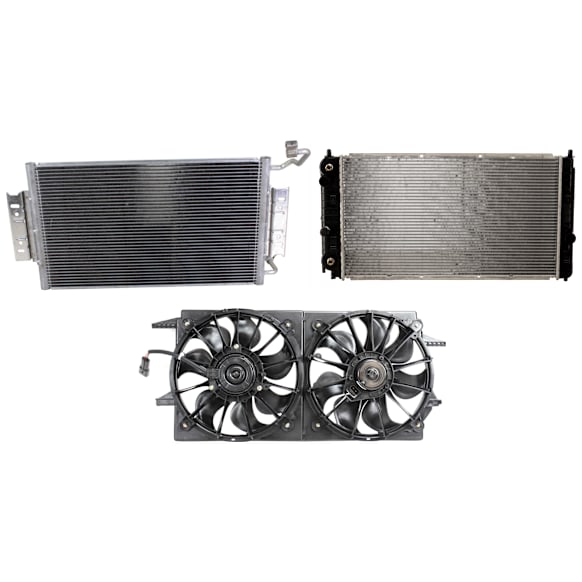 2004 Pontiac Grand Am GT - 3-Piece Kit A/C Condenser, 3.4L 6Cyl,  Includes (1) A/C Condenser, (1) Cooling Fan Assembly, and (1) Radiator