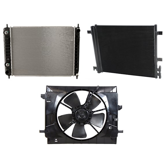2011 Chevrolet HHR - 3-Piece Kit A/C Condenser, 2.2L 4Cyl,  Includes (1) A/C Condenser, (1) Cooling Fan Assembly, and (1) Radiator