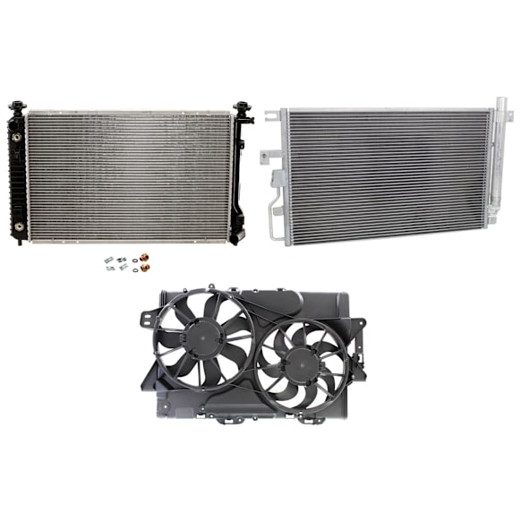 2009 Pontiac Torrent - 3-Piece Kit A/C Condenser, 3.4L 6Cyl,  Includes (1) A/C Condenser, (1) Cooling Fan Assembly, and (1) Radiator