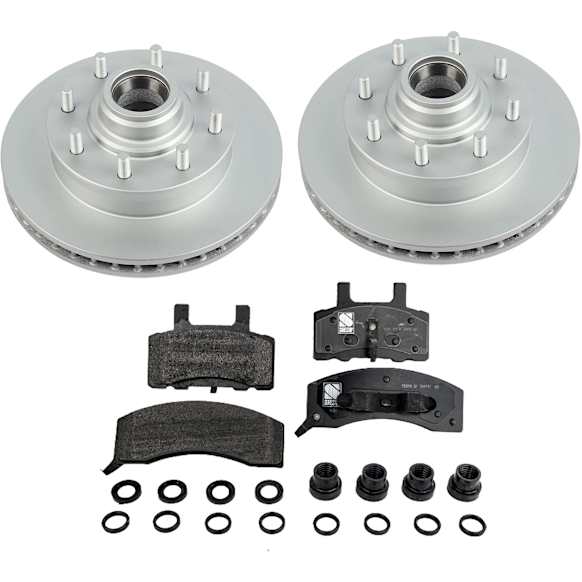 1994 Chevrolet C3500 - 4-Piece Kit Front Brake Disc and Pad Kit, Plain Surface, 8 Lugs, 317.5 mm, Semi-metallic, 7.4L 8Cyl, Brake Disc Evolution Geomet Coated High Carbon; Brake Pad Set Pro-Line Series  Includes (2) Brake Disc and (1) Brake Pad Set