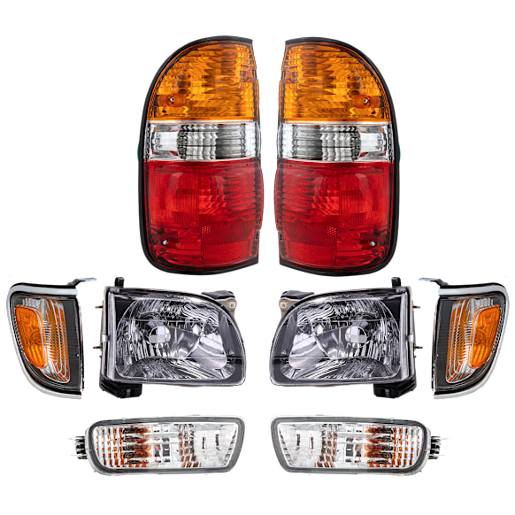 8-Piece Kit Driver and Passenger Side Halogen Tail Light, With bulb(s), Includes (2) Corner Light, (2) HeadLight, (2) Tail Light, and (2) Turn Signal Light