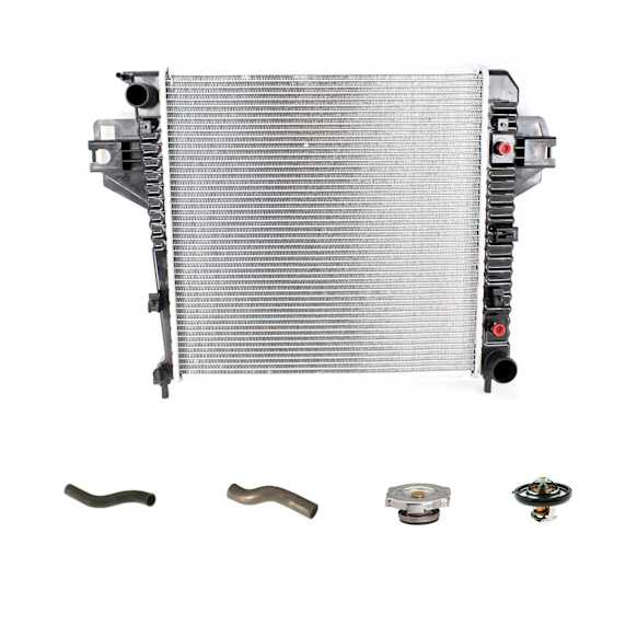 2004 Jeep Liberty - 5-Piece Kit Radiator, GAS, 195 Degree, 3.7L 6Cyl,  Includes (1) Radiator, (1) Radiator Cap, (2) Radiator Hose, and (1) Thermostat