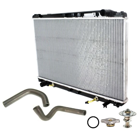 6-Piece Kit Radiator, with Radiator Cap, Radiator Hoses, Thermostat, and Thermostat Gasket, 3.0L Engine, Aluminum Core, Plastic Tank