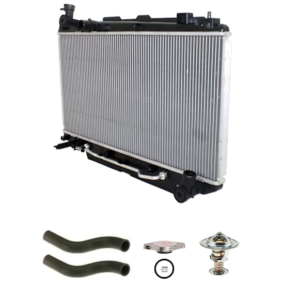 6-Piece Kit Radiator, with Radiator Cap, Radiator Hoses (Upper and Lower), Thermostat, and Thermostat Seal, 2.0L/2.4L Engine, Aluminum Core, Plastic Tank
