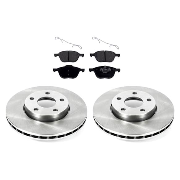 2017 Ford C-Max - 2-Wheel Set Front Brake Disc and Pad Kit, Plain Surface, 5 Lugs, Ceramic, Autospecialty By Powerstop
