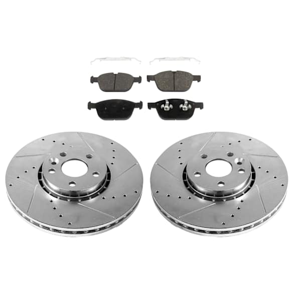 2014 Volvo XC60 - 2-Wheel Set Front Brake Disc and Pad Kit, Cross-drilled and Slotted, 5 Lugs, Semi-metallic, 3.2L 6Cyl, Evolution Drilled & Slotted Series  Includes (2) Disc and (1) Pad Set
