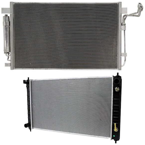 2-Piece Kit Radiator, with A/C Condenser, 2.5L/3.5L Eng., Plastic Tank