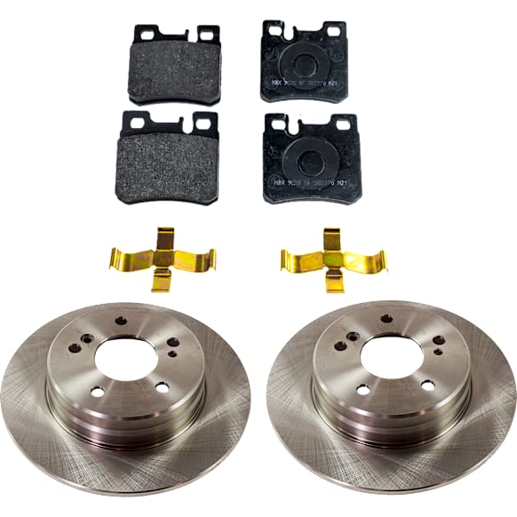 Rear Brake Disc and Pad Kit Plain Surface, 5 Lugs, Cast Iron, Organic Pad Material, Pro-Line Series