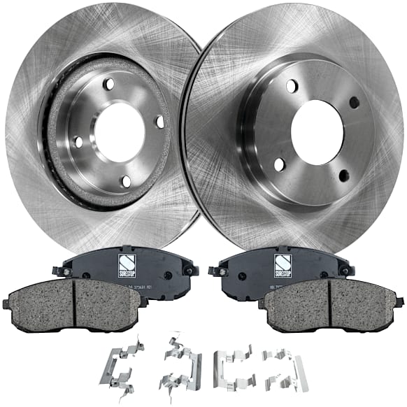 2012 Nissan Sentra SL - 2-Wheel Set Front Brake Disc and Pad Kit, Plain Surface, 4 Lugs, 279.91 mm, Ceramic, 2.0L 4Cyl, Pro-Line Series  Includes (2) Disc and (1) Pad Set