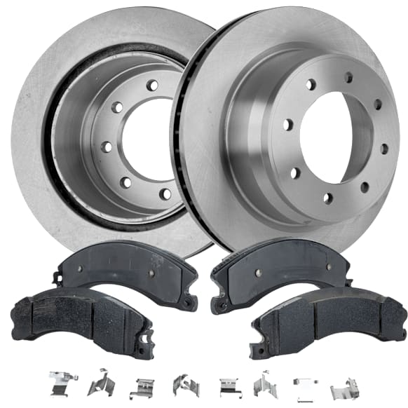 2020 Nissan NV3500 SL - 2-Wheel Set Rear Brake Disc and Pad Kit, Plain Surface, 8 Lugs, 363.98 mm, Semi-metallic, 4.0L 6Cyl, Pro-Line Series  Includes (2) Disc and (1) Pad Set