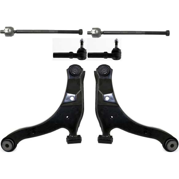 6-Piece Kit Front, Driver and Passenger Side, Lower Control Arm Kit, Includes (2) Control Arm and (4) Tie Rod End