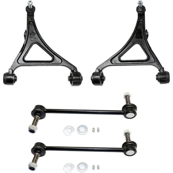 4-Piece Kit Front, Driver and Passenger Side, Lower Control Arm Kit, Includes (2) Control Arm and (2) Sway Bar Link