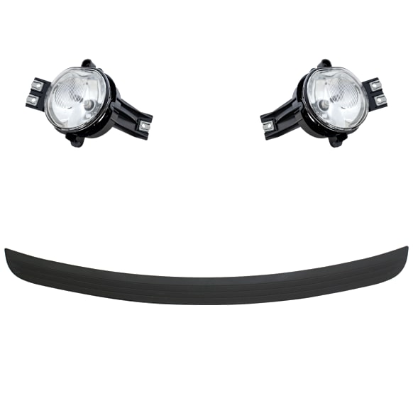 3-Piece Kit, Front, Driver and Passenger Side Halogen Fog Light, With bulb(s), New Body Style, Includes (1) Bumper Trim and (2) Fog Light