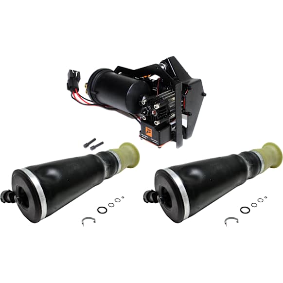 2004 Ford Crown Victoria Base - 3-Piece Kit Rear, Driver and Passenger Side Air Suspension Kit, For Non-Commercial Use, For Models With Rear Air Suspension  Includes (2) Air Spring and (1) Air Suspension Compressor