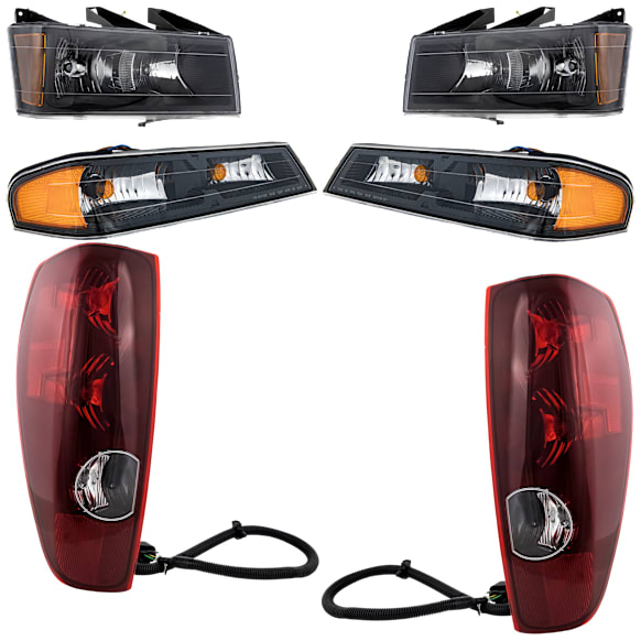 2006 GMC Canyon - 6-Piece Kit Driver and Passenger Side Halogen Headlight, With bulb(s), For Models Without Performance Xtreme Package, OE Replacement,  Includes (2) Headlight, (2) Corner Light and (2) Tail Light
