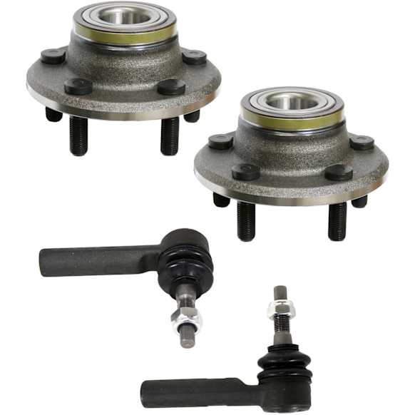 4-Piece Kit Front, Driver and Passenger Side Wheel Hub, With ABS, includes Outer Tie Rod Ends