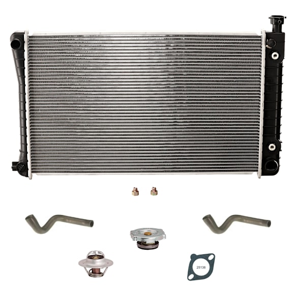 6-Piece Kit Radiator, with Radiator Cap, Radiator Hose, Thermostat, and Thermostat Gasket,  5.7L Engine, Aluminum Core, Plastic Tank, 28 in. Core Width, Without Engine Oil Cooler