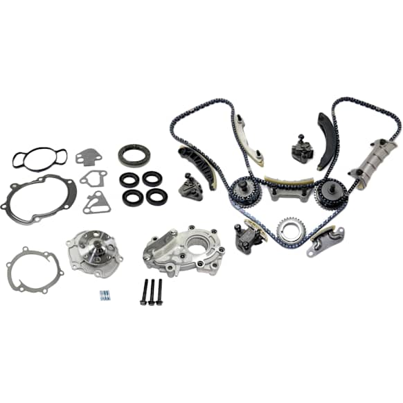 2017 Chevrolet Traverse - 4-Piece Kit Timing Chain Kit, enginedesigname: LLT, enginevinname : D, DOHC, valvesperengine :24, 3.6L 6Cyl,  Includes (1) Oil Pump, (1) Timing Chain Kit, (1) Timing Cover Gasket, and (1) Water Pump