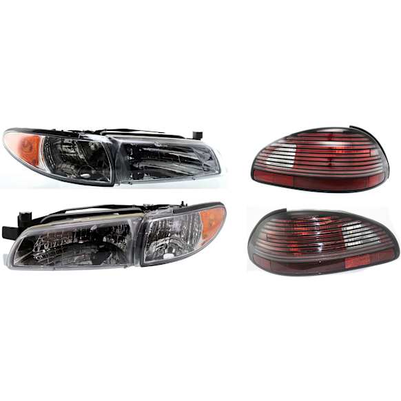 1997-2003 Pontiac Grand Prix - 4-Piece Kit Driver and Passenger Side Halogen Tail Light, Without bulb(s), Includes (2) Headlight and (2) Tail Light