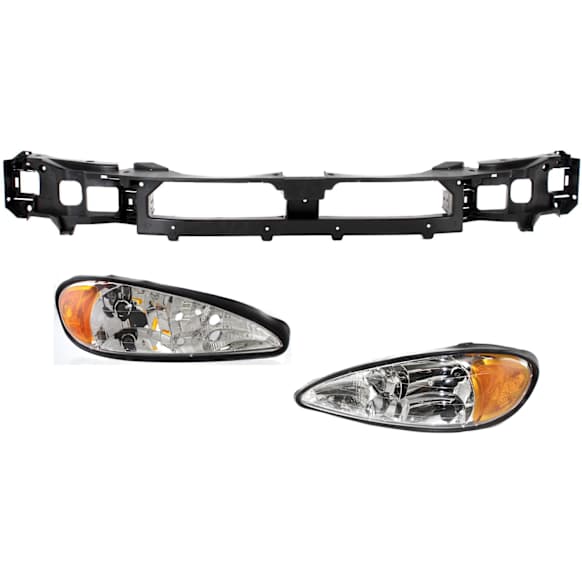 3-Piece Kit Driver and Passenger Side Halogen Headlight, With bulb(s), OE Replacement, Includes (2) Headlight and (1) Header Panel