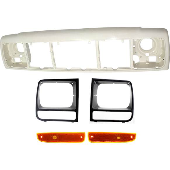 1999 Jeep Cherokee Classic - 5-Piece Kit Header Panel,  Includes (1) Header Panel, (2) Headlight Door, and (2) Side Marker