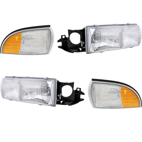 1996 Chevrolet Impala - 4-Piece Kit Driver and Passenger Side Halogen Headlight, With bulb(s), OE Replacement,  Includes (2) Headlight and (2) Side Marker