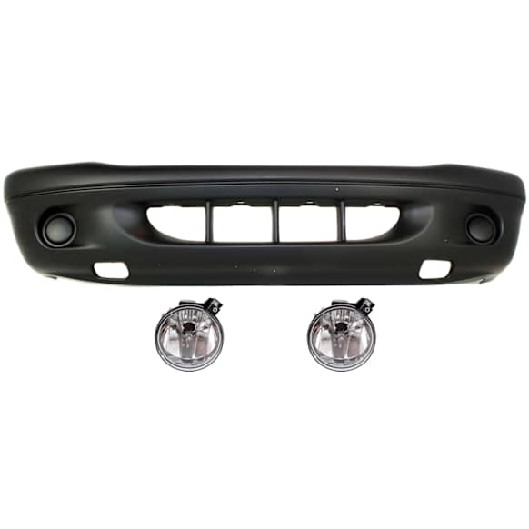 2002 Dodge Dakota - 3-Piece Kit Front Upper - Textured, Lower - Primed Bumper Cover, For Models With 1-Piece Bumper,  Includes (1) Bumper Cover and (2) Fog Light