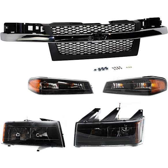 2005 Chevrolet Colorado - 5-Piece Kit Grille, Textured Gray, For Models Without Performance Xtreme Package,  Includes (2) Corner Light, (1) Grille, and (2) Headlight
