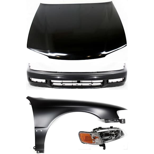 4-Piece Kit Factory Style Hood, Steel, Primed, Includes (1) Bumper Cover, (1) Fender, (1) Headlight, and (1) Hood