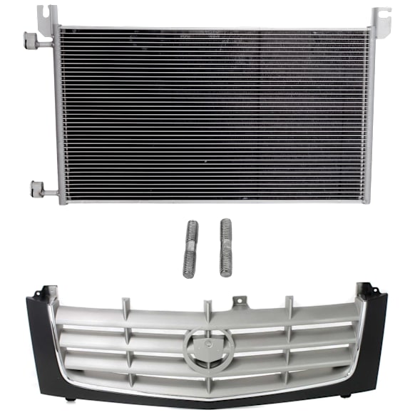 2003 Cadillac Escalade EXT - 2-Piece Kit Grille, Paintable,  Includes (1) A/C Condenser and (1) Grille Assembly