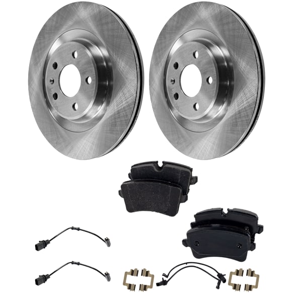 2013 Audi A7 Quattro - 2-Wheel Set Rear Brake Disc and Pad Kit, Plain Surface, 5 Lugs, 329.95 mm, Organic, 330mm  Disc, 3.0L 6Cyl,  Includes (2) Disc, (2) Pad Sensor, and (1) Pad Set