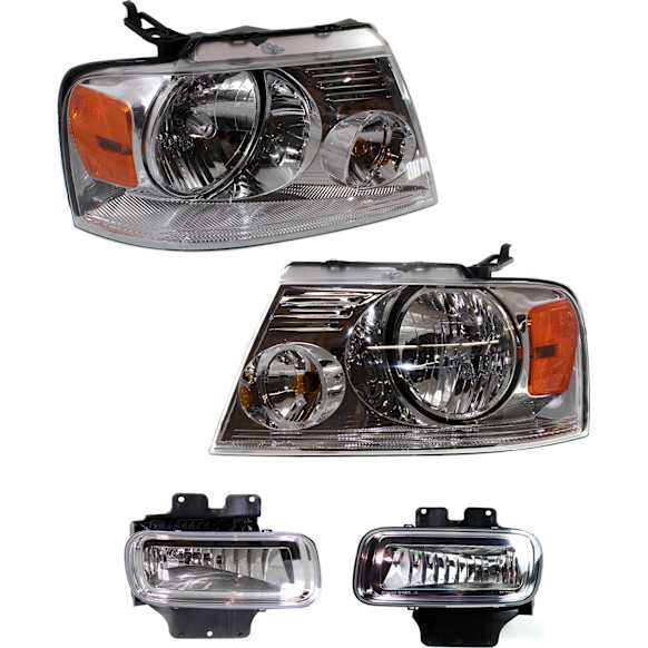 2004 Ford F-150 - 4-Piece Kit Driver and Passenger Side Halogen Headlight, With bulb(s), New Body Style, OE Replacement,  Includes (2) Fog Light and (2) Headlight