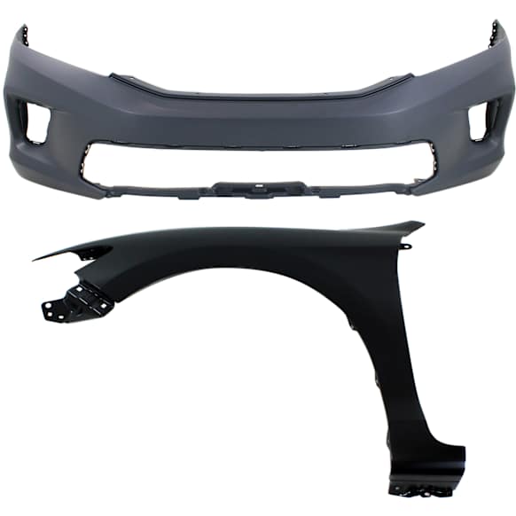 2-Piece Kit, Front, Driver Side Fender, Includes (1) Bumper Cover and (1) Fender