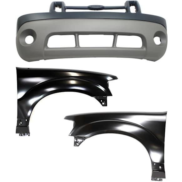 2003 Ford Explorer Sport Trac XLT - 3-Piece Kit Front Primed Bumper Cover,  Includes (1) Bumper Cover and (2) Fender
