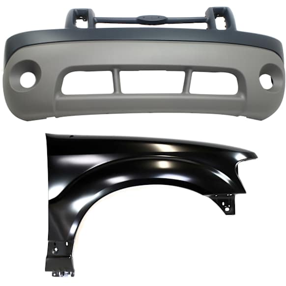 2003 Ford Explorer Sport Trac XLS - 2-Piece Kit Front Primed Bumper Cover,  Includes (1) Bumper Cover and (1) Fender