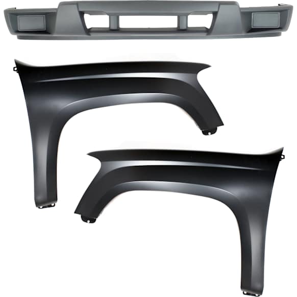 2009 Chevrolet Colorado - 3-Piece Kit Front, Driver and Passenger Side Fender, Non-Xtreme Models, For Models Without Sport Package,  Includes (1) Bumper Cover and (2) Fender