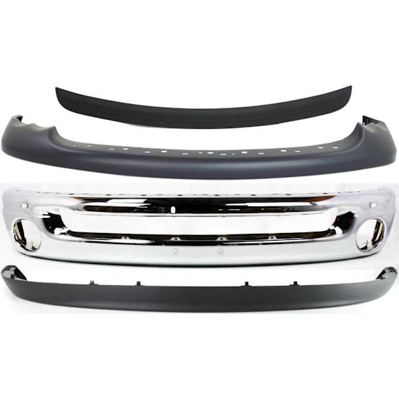 2002-2005 Dodge Ram 1500 - 4-Piece Kit, Front Bumper, Chrome, Includes (1) Bumper, (1) Bumper Trim, and (2) Valance