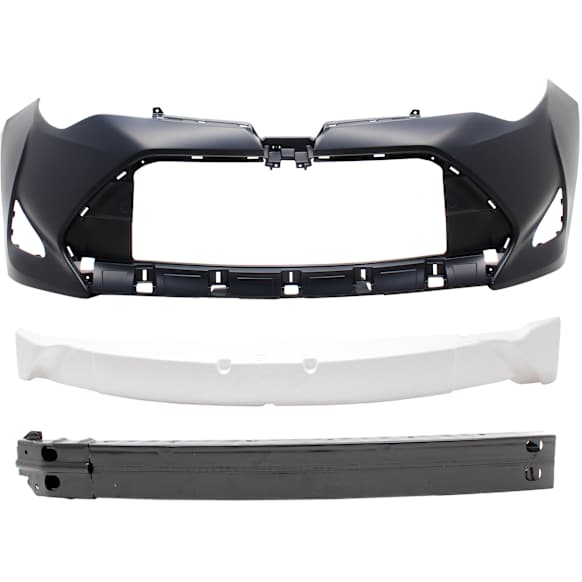 2017 Toyota Corolla - 3-Piece Kit Front Primed Bumper Cover,  Includes (1) Bumper Absorber, (1) Bumper Cover, and (1) Bumper Reinforcement