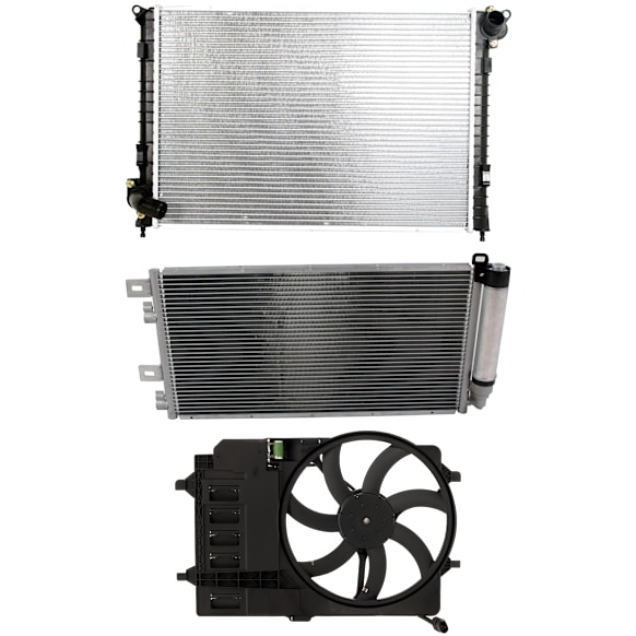 2004 Mini Cooper - 3-Piece Kit Radiator, Non-Turbocharged, 1.6L 4Cyl,  Includes (1) A/C Condenser, (1) Cooling Fan Assembly, and (1) Radiator