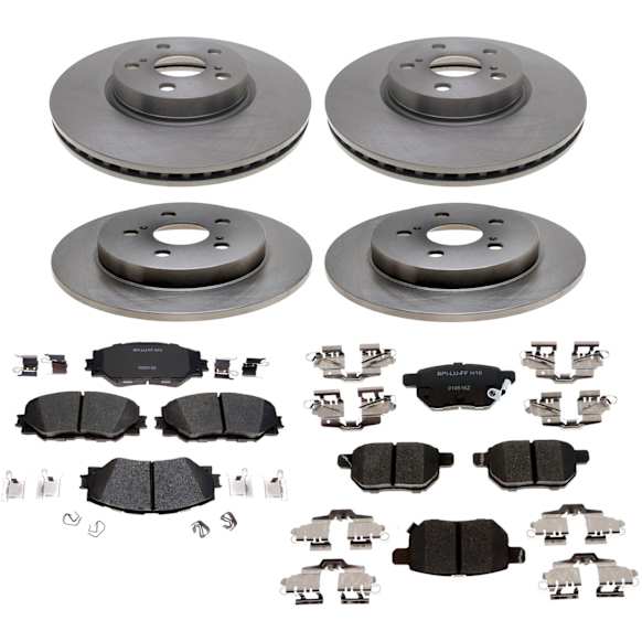 2014 Toyota Corolla - 4-Wheel Set Brake Disc and Pad Kit, Front-275.08 mm/Rear-259.08 mm, 1.8L 4Cyl, R-Line Series  Includes (2) Disc and (1) Pad Set