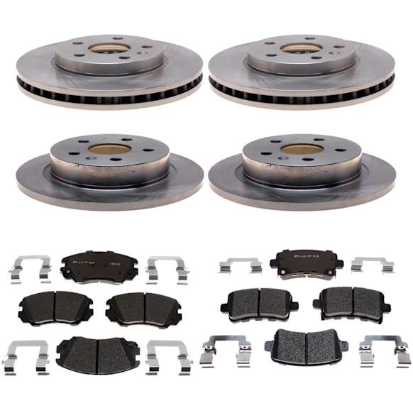 2015 Chevrolet Malibu - 4-Wheel Set Front and Rear Brake Disc and Pad Kit, Front-295.91 mm/Rear-292.1 mm, OE Equipped With Ceramic Pads, With Brake Code J60, 2.0L 4Cyl, R-Line Series Includes (2) Disc and (1) Pad Set