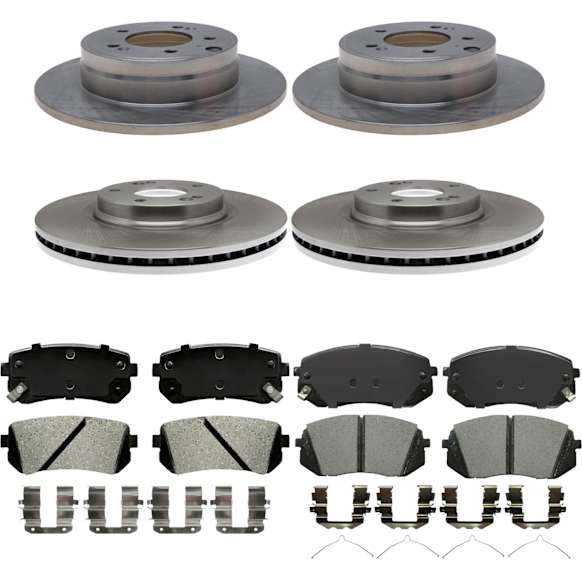 2017 Hyundai Sonata - 4-Wheel Set Front and Rear Brake Disc and Pad Kit, Front-305 mm/Rear-283.97 mm, ELECTRIC/GAS, Manual Parking Brake, 2.0L 4Cyl, R-Line Series  Includes (2) Disc and (1) Pad Set