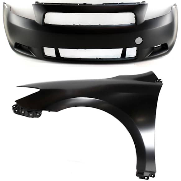 2005-2010 Scion tC - 2-Piece Kit, Front Primed Bumper Cover, Includes (1) Bumper Cover and (1) Fender