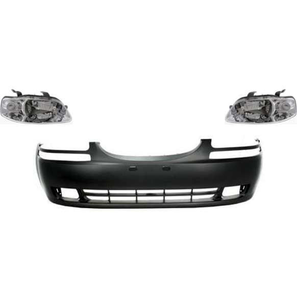 3-Piece Kit Driver and Passenger Side Halogen Headlight, With bulb(s), OE Replacement, Includes (1) Bumper Cover and (2) Headlight