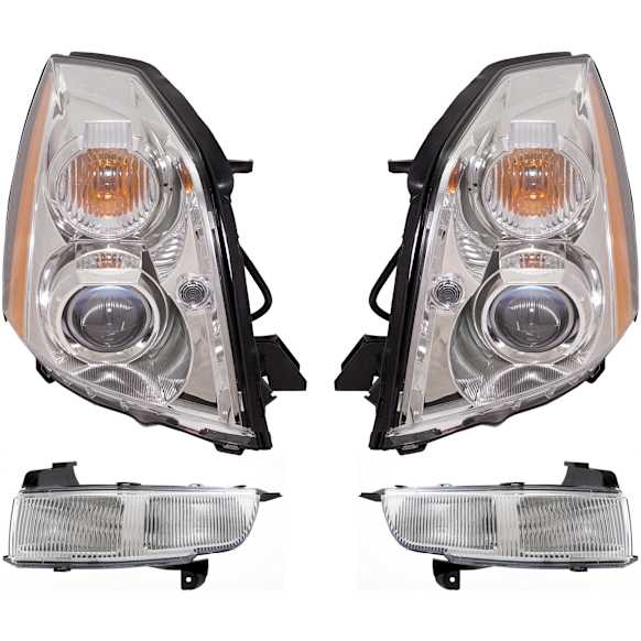 2007 Cadillac DTS - 4-Piece Kit Driver and Passenger Side HID/Xenon Headlight, With bulb(s), Except Export Models (Non- US Market), OE Replacement,  Includes (2) Fog Light and (2) Headlight