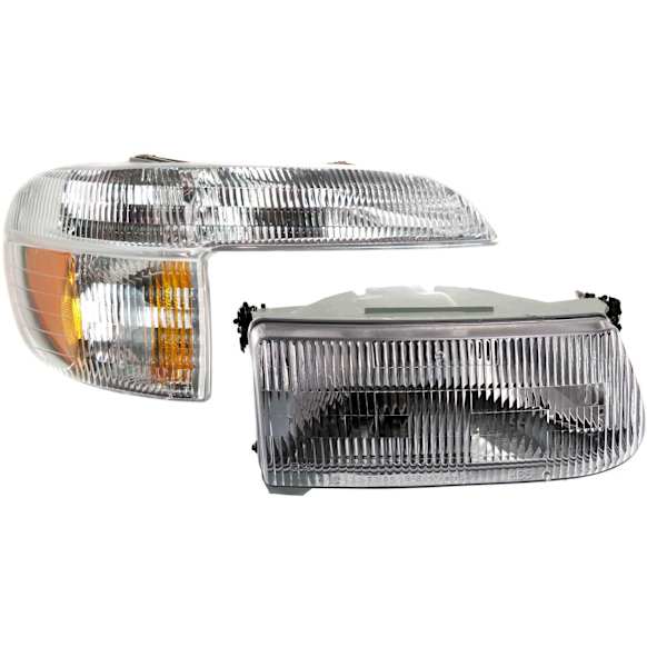 1996 Ford Explorer - 2-Piece Kit Passenger Side Halogen Headlight, With bulb(s), OE Replacement,  Includes (1) Corner Light and (1) Headlight