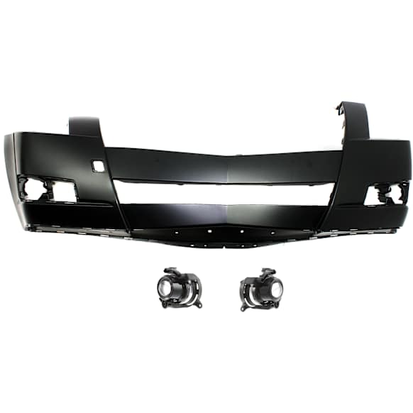 2012 Cadillac CTS 3.0L - 3-Piece Kit Front Primed Bumper Cover, For Models With HID Headlight,  Includes (1) Bumper Cover and (2) Fog Light